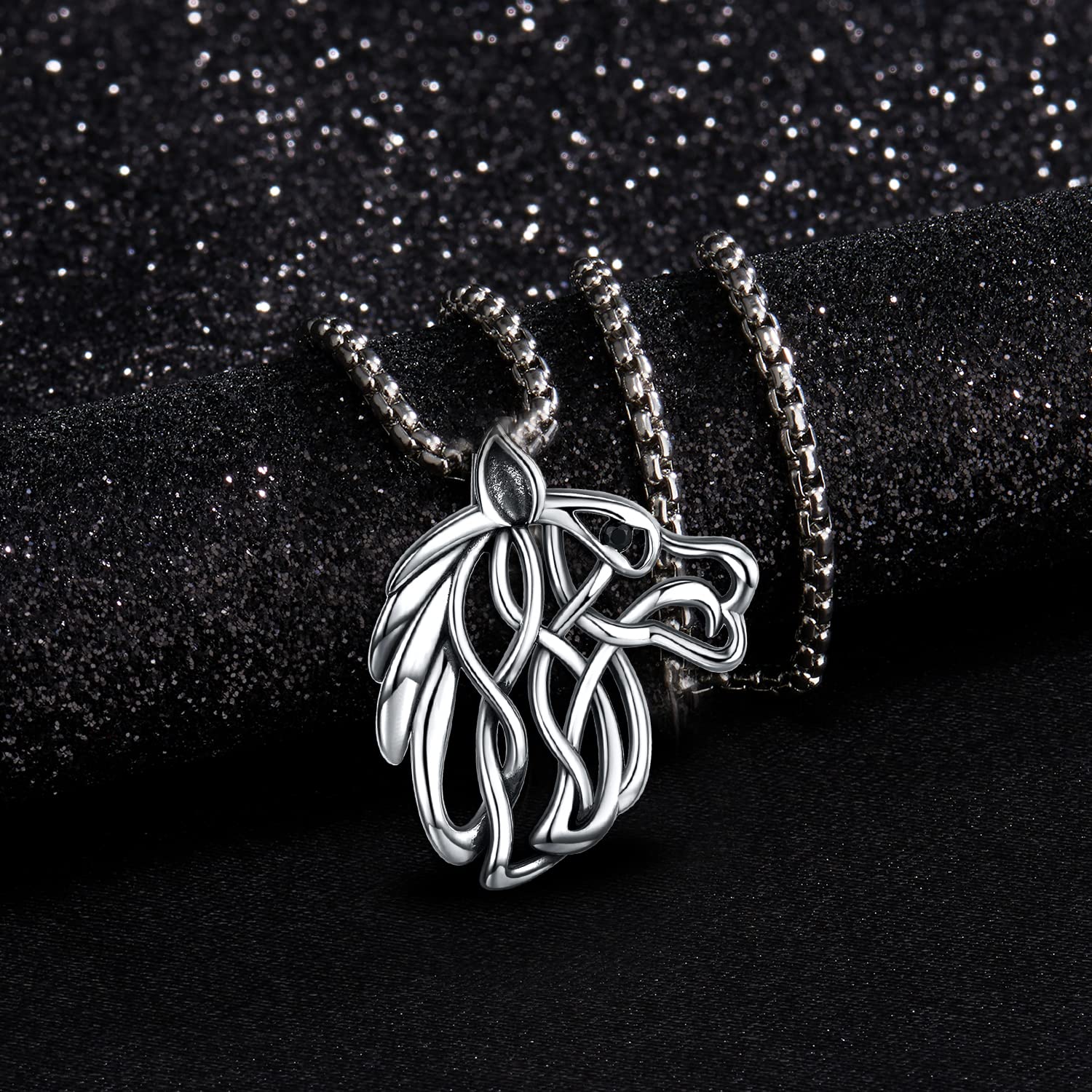 Snake/Wolf Necklace For Men Women 925 Sterling Silver Pentagram Pentacle Pendant Necklace Celtic Knot Wiccan Satanic Pendant Vintage Punk Gothic Jewelry Gifts with 20