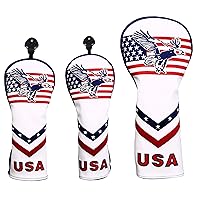 USA Flag and Eagle Golf Driver/Fairway Wood/Hybrid/Iron/Mallet Putter/Blade Putter Head Cover