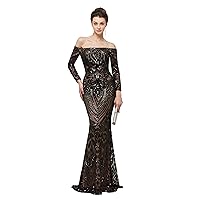 Sequins Mermaid Evening Gowns Formal Prom Party Gown Dress Long 2019