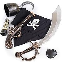 BBG Deluxe One Size Fits Most Unisex Youth Pirate Costume Accessory Kit - Great for Events & Parties!