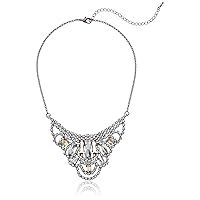 Sorrelli Womens Snow Bunny Radiating Baguette Crystal Bib Necklace, Clear/Pink, 16