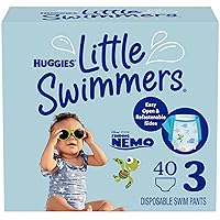 Huggies Little Swimmers Disposable Swim Diapers, Size 3 (16-26 lbs), 40 Ct (2 packs of 20), Packaging May Vary