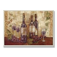 Stupell Home Décor Bottles Glasses And Grapes Kitchen Wall Plaque, 10 x 0.5 x 15, Proudly Made in USA