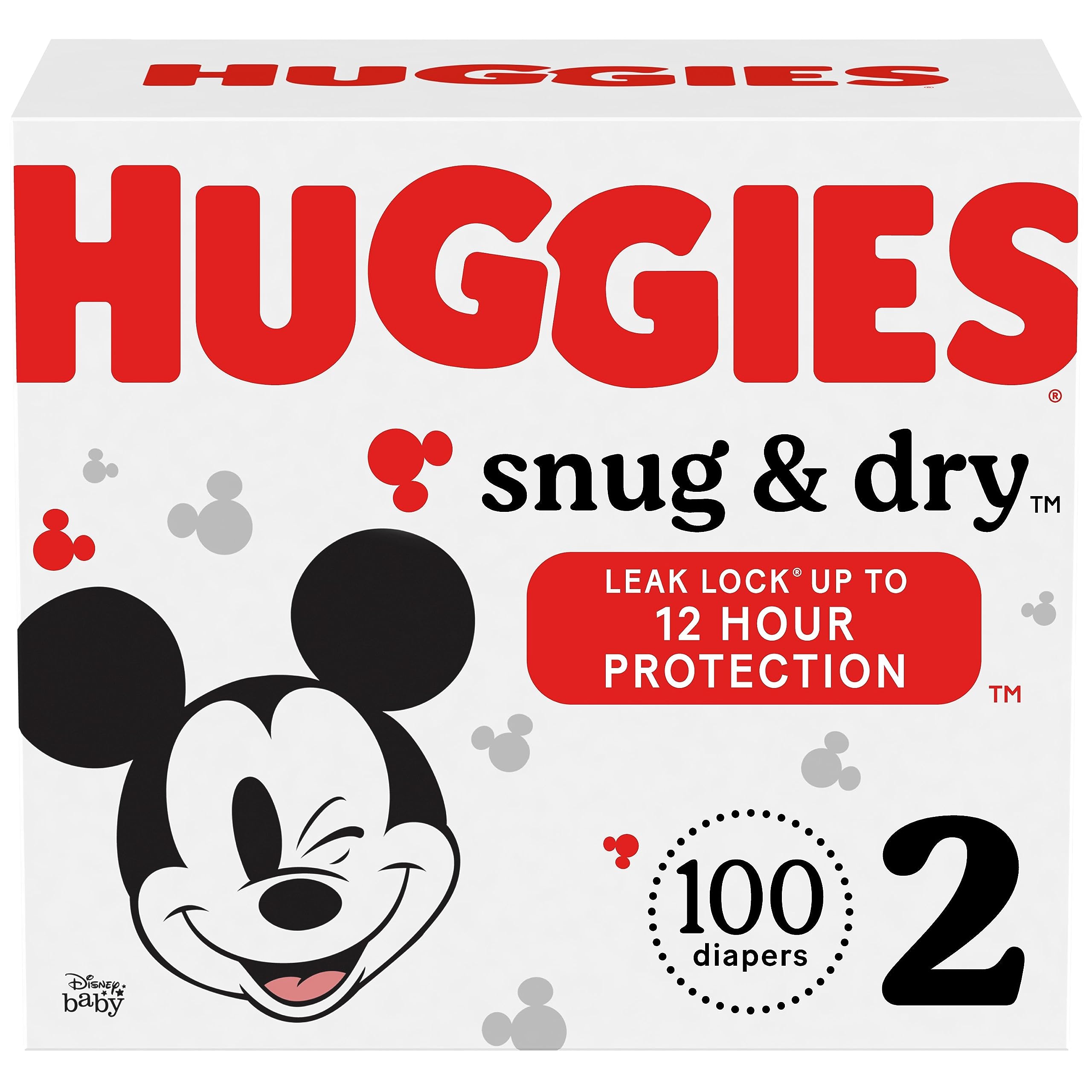 Huggies Snug & Dry Baby Diapers, Size 2 (12-18 lbs), 100 Ct