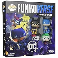 Funko Games DC Comics Funkoverse Board Game 4 Character Base Set - German Version - Batman, Batgirl, The Joker and Harley Quinn - 3'' (7.6 Cm) POP! - Light Strategy Board Game for Children & Adults