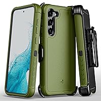 MYBAT Pro Maverick Series for Samsung Galaxy S23 Plus Case with Belt Clip Holster, 6.6 inch, Heavy Duty Military Grade Drop Protective Case with 360° Rotating Stand (No Screen Protector)-Green