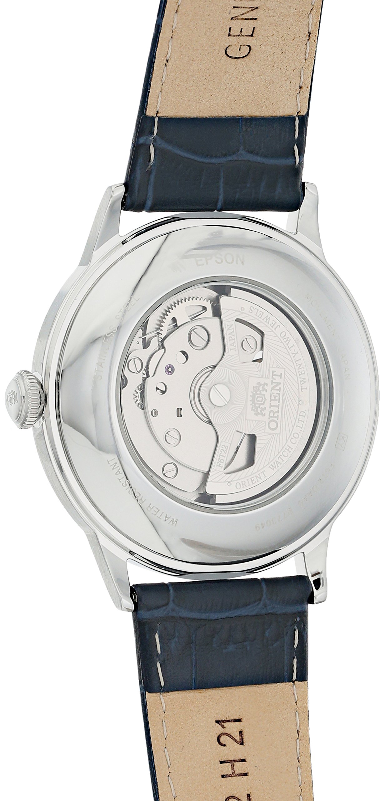 Orient 'Bambino Open Heart' Japanese Automatic Stainless Steel and Leather Dress Watch