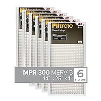 Filtrete 14x25x1 AC Furnace Air Filter, MERV 5, MPR 300, Capture Unwanted Particles, 3-Month Pleated 1-Inch Electrostatic Air Cleaning Filter, 6-Pack (Actual Size13.81x24.81x0.81 in)