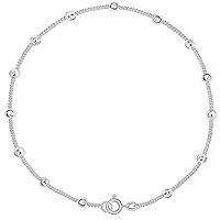 CLEVER Jewellery Silver Anklet Tank 27 CM (also less portable) with A ball diameter: 2.5 MM, Aluminium, Shiny 925 Silver