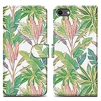 Case Compatible with Apple iPhone 7 / 7S / 8 / SE 2020 - Design Green Rainforest No.8 - Protective Cover with Magnetic Closure, Stand Function and Card Slot