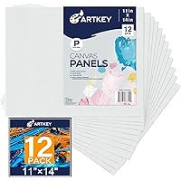 Canvas Panels 11x14 Inch 12-Pack, 10 oz Primed 100% Cotton Canvases for Painting, White Blank Flat Canvas Boards for Oil Acrylics Watercolor Tempera Paints