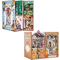 2-Sides Scene Booknook Railway Cathedral & Alice in Wonderland Book Nook Kits for Adults