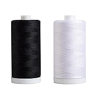 100% Cotton Thread Bundle 1200 Yard Spools Set of 2 - White & Black