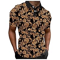 Men's Casual Short Sleeve Polo Shirt Printed Fashion Dress Shirts Summer Top Golf Shirt Tees for Men
