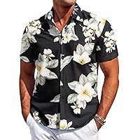 COOFANDY Mens Hawaiian Shirt Short Sleeve Button Down Shirt Tropical Summer Beach Shirt