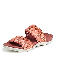 Dearfoams Women's Original Comfort Blair Slip on Double Band Slide Sandal with Arch Support