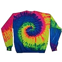 Crew Neck Sweatshirt Tie Dye Multicolor Adult Small to 3XL 80% Cotton