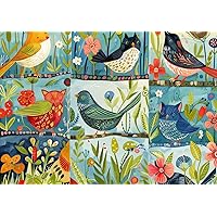 Jigsaw Puzzles 50 Pieces Wooden Adults Puzzles Cat in The Bird's Nest Birds & Cat Formation Wooden Educational Games Gift for Family Friend Home Decor 7.9'' x 5.9''