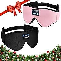 MUSICOZY Sleep Headphones 3D Bluetooth Headband, Wireless Sleeping Eye Mask Earbuds for Side Sleepers, Air Travel, Meditation, Built-in Ultra Soft Thin Speakers Washable, Pack of 2