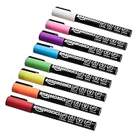 Amazon Basics Bullet/Chisel Reversible Tip Chalk Markers, Fine Point, 8-Pack, Bright Colors