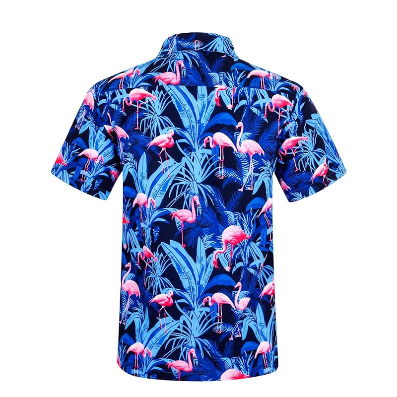 ELETOP Men's Hawaiian Shirt Quick Dry Tropical Aloha Shirts Short Sleeve Beach Holiday Casual Cuban Shirts