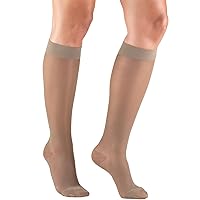 Truform Sheer Compression Stockings, 15-20 mmHg, Women's Knee High Length, 20 Denier, Taupe, 2X-Large