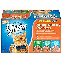 9Lives Seafood & Poultry Favorites Wet Cat Food Variety 5.5 Ounce Can (Pack of 24)