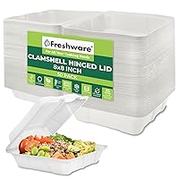 Freshware Compostable Clamshell Food Containers [8x8