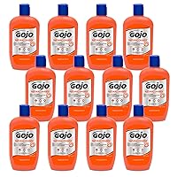 GOJO Natural Orange Pumice Hand Cleaner, 14 fl oz Quick-Acting Lotion Hand Cleaner Flip Cap Squeeze Bottle (Pack of 12) - 0957-12