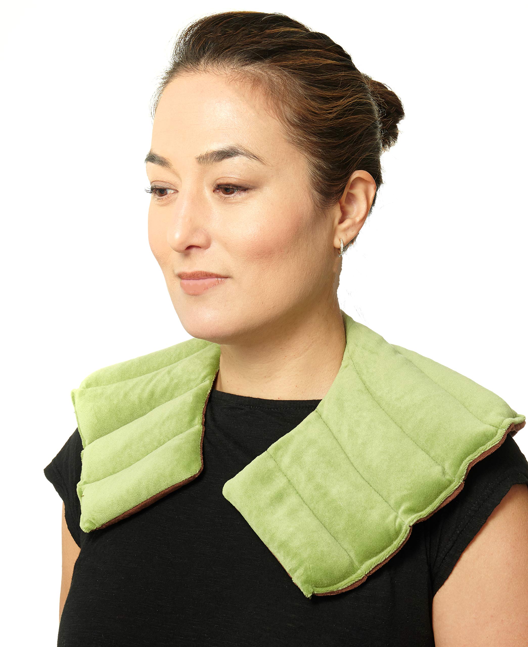 DreamTime Spa Comforts Microwaveable Shoulder Wrap with Aromatherapy, Neck Shoulder Relaxer, Hot or Cold Neck Wrap Lavender and Peppermint Herbal Stress Relief, Green