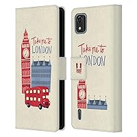 Head Case Designs Travel London Best Leather Book Wallet Case Cover Compatible with Nokia C2 2nd Edition