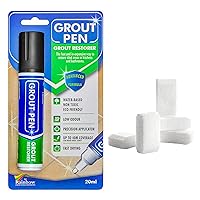 Grout Pen Tile Paint Marker: Black Wide 15mm with 5 Pack Replacement Tips - Waterproof Grout Colorant and Sealer Pen to Renew, Repair, and Refresh Tile Grout - Cleaner Coating Stain Pens