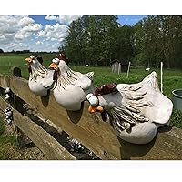 Chicken Fence Decoration,Funny Farm Chickens Statues,Resin Chickens Decor,Outdoor Real Animal Statue,Cute Chicken Sculpture,Perfect for Home Garden Stairs,Farm,Patio,Backyard,3 Chickens a Sets