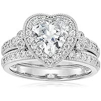 Amazon Collection Platinum-Plated Sterling Silver Infinite Elements Cubic Zirconia Antique Ring