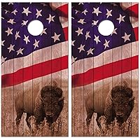 American Bison Buffalo Custom Cornhole Wraps Decal Sticker 3D Texture Single - Laminated - Skin Vinyl Decal for Cornhole Board - JO1387