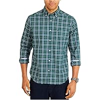 Nautica Men's Ls Wrinkle Resistant Stretch Poplin Plaid Button Down Shirt