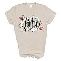 This day is powered by coffee Novelty Printed Adult Humor Quote Quality T shirt