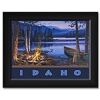 Idaho Lake at Sunset Professionally Framed Art Print from Watercolor by Outdoor and Wildlife Artist Darrell Bush Framed Art Size: 11