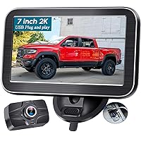 Backup Camera 7-Inch Monitor Truck: 2K USB Plug-Play Easy Set up No Glare-Led Lights Car Rear View Camera Clear Night Vision Reverse Camera DIY Parking Line - AMTIFO A23