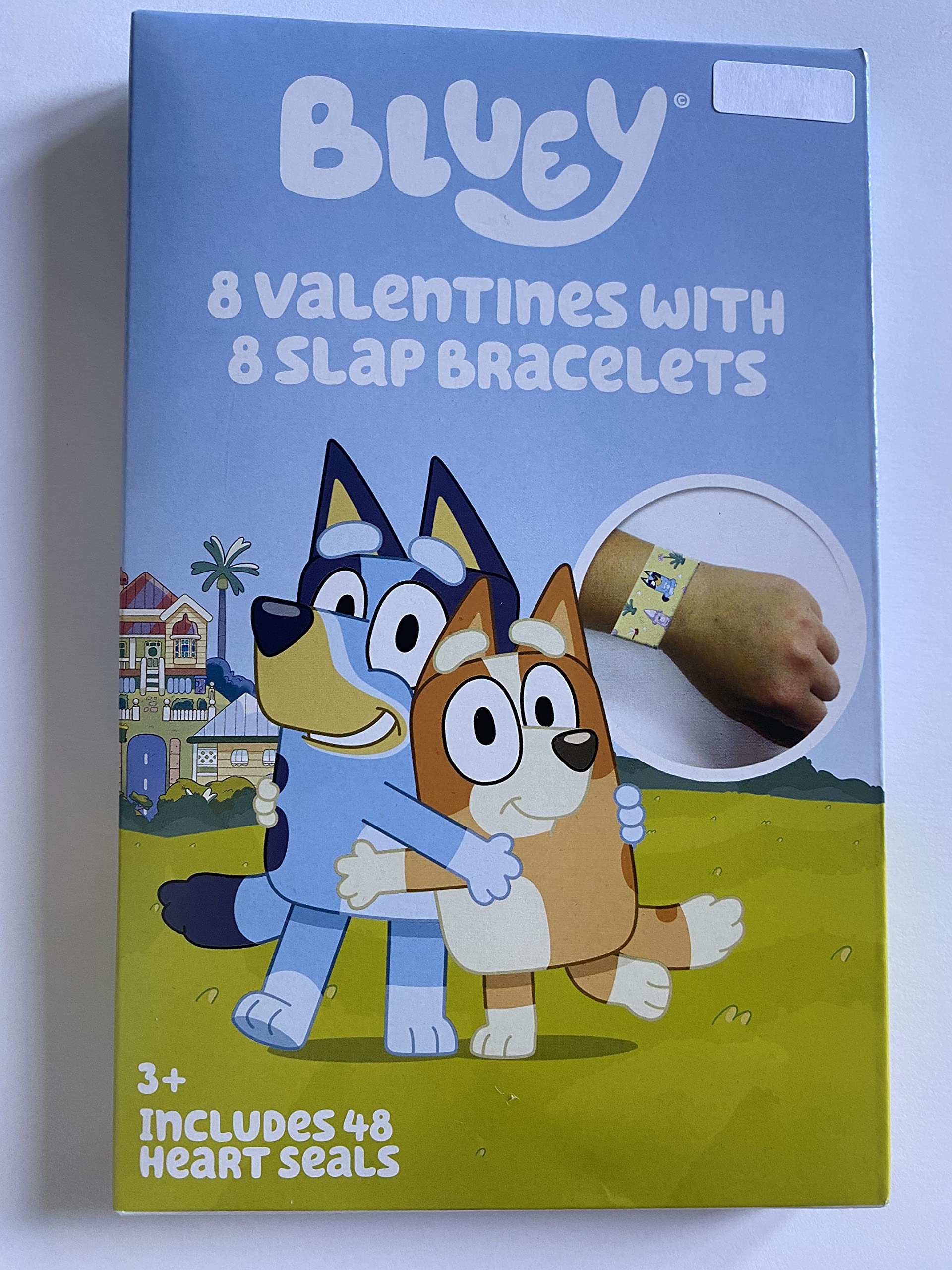 8 Bluey Valentines with 8 Slap Bracelets