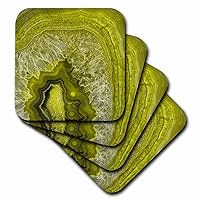 3dRose Luxury Green Marble Agate Gem Mineral Stone, Set Of 8 Soft Coasters