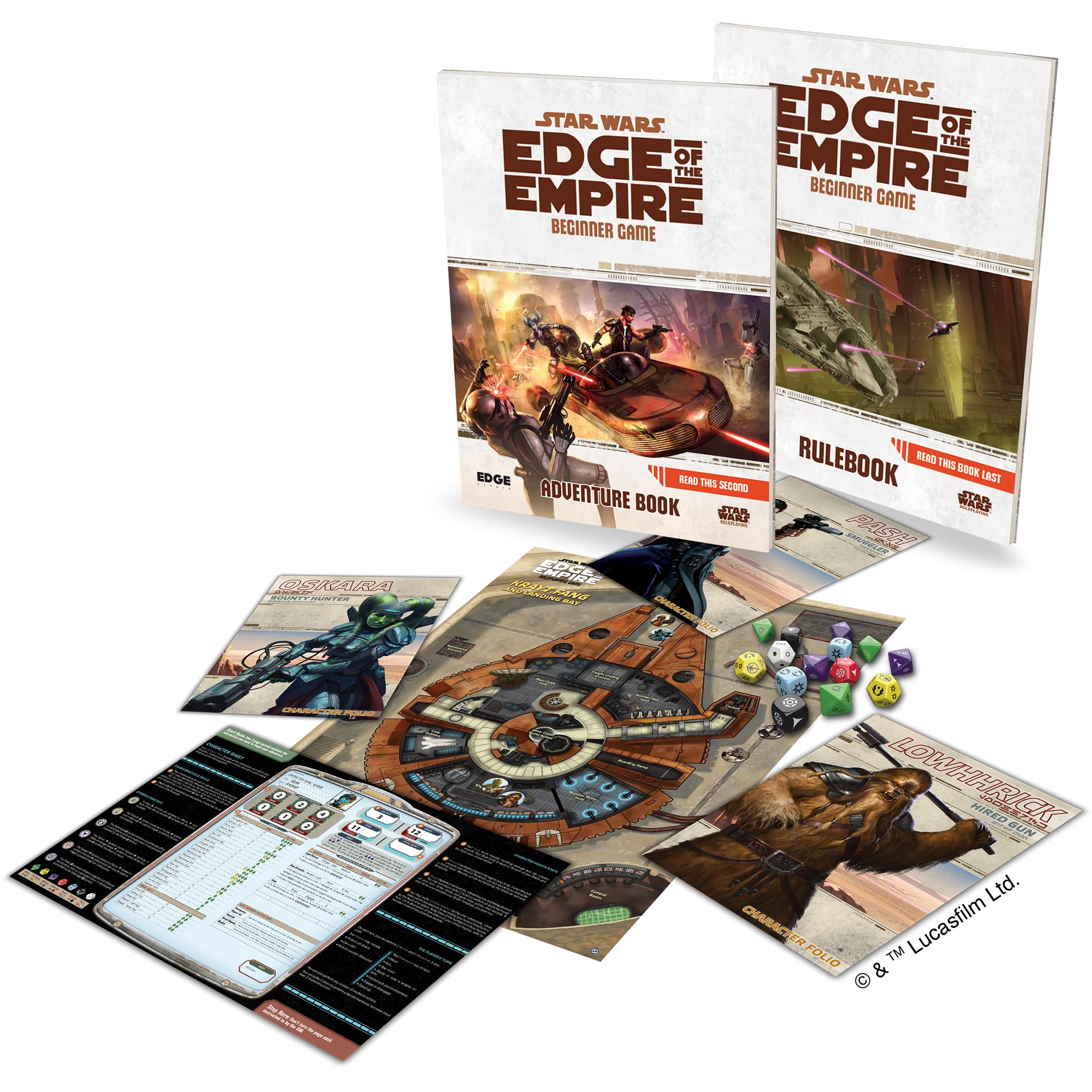 Star Wars - Edge of The Empire: Beginner Game - Embark on Galactic Adventures in a Complete Learn-As-You-Go Experience! Sci-Fi RPG, Ages 10+, 3-5 Players, 1 Hour Playtime, Made by EDGE Studio