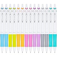 PILOT Acroball PureWhite Advanced Ink Refillable & Retractable Ball Point Pens with Assorted Accents, Fine Point, Black Ink, 14-Pack (14691)