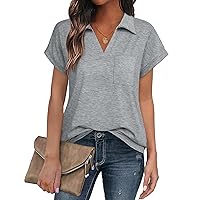 Vivilli Women's Tops and Blouses Short Sleeve Business Casual Collared Tunic Shirt