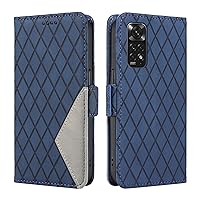 Case for Xiaomi Redmi Note 11 4G/Note 11s,Elegant Rhombus Color Matching Premium Leather Wallet Kickstand Flip Case Magnetic Clasp