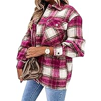 EFOFEI Womens Flannel Plaid Tartan Shirt Buttons Pocket Checked Blouse Casual Long Sleeve Check Tee Shirt