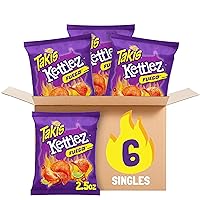 Fuego Kettlez 6 pc / 2.5 oz Snack Size Case, Hot Chili Pepper & Lime Flavored Extreme Spicy Kettle-Cooked Potato Chips