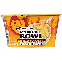 Bowl Hot & Spicy Chicken Flavor Ramen Noodles with Vegetables 3.32 OZ (Pack of 12)