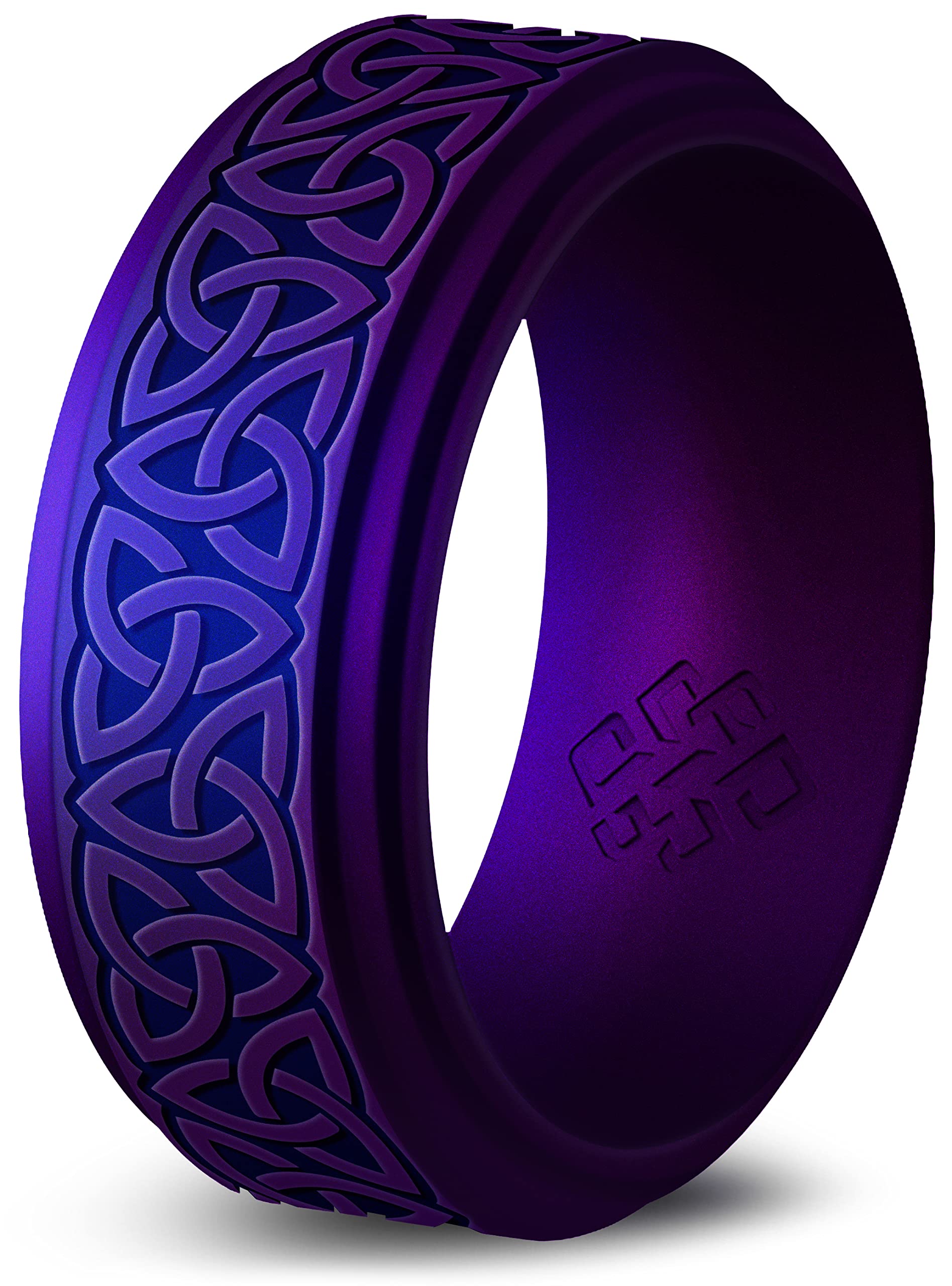 Knot Theory Silicone Ring for Men - Trinity, Claddagh, Celtic Engraving - 8mm Bandwidth Breathable Comfort Fit