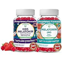 Kids Melatonin and Melatonin 1mg Gummies - Tastiest Proprietary Formula - Low Dose Gummy with Sleep Aid Vitamins - Chewable Natural Vegan Supplement for Sleeping - 60 Day Supply
